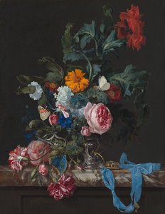 Naturaleza muerta con amapolas y rosas